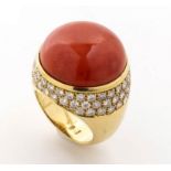 Cerasuolo coral and diamonds ring