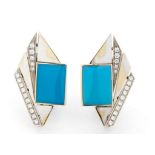 Turquoise and diamond earrings