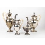 Italian 800/1000 silver tea and coffee set - Milan, fascist period 1935-1945, mark of Carlo Cassina