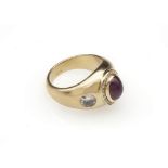 Burma ruby and diamonds vintage ring