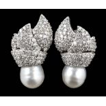 Australian pearl and diamonds earrings