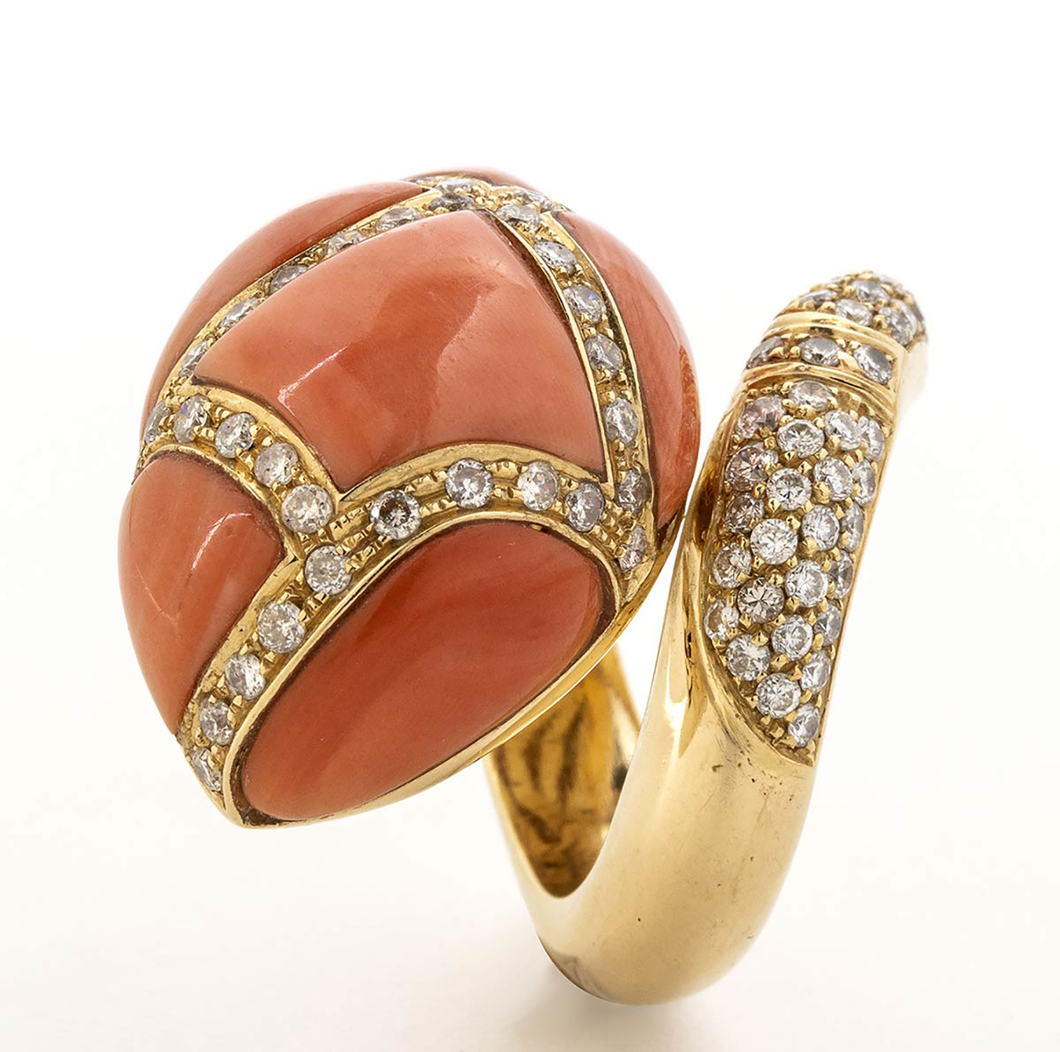 Cerasuolo coral and diamonds ring - Image 3 of 6