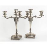 Pair of Italian 800/1000 silver candelabra - Milan 1960s, mark of Fratelli Cacchione