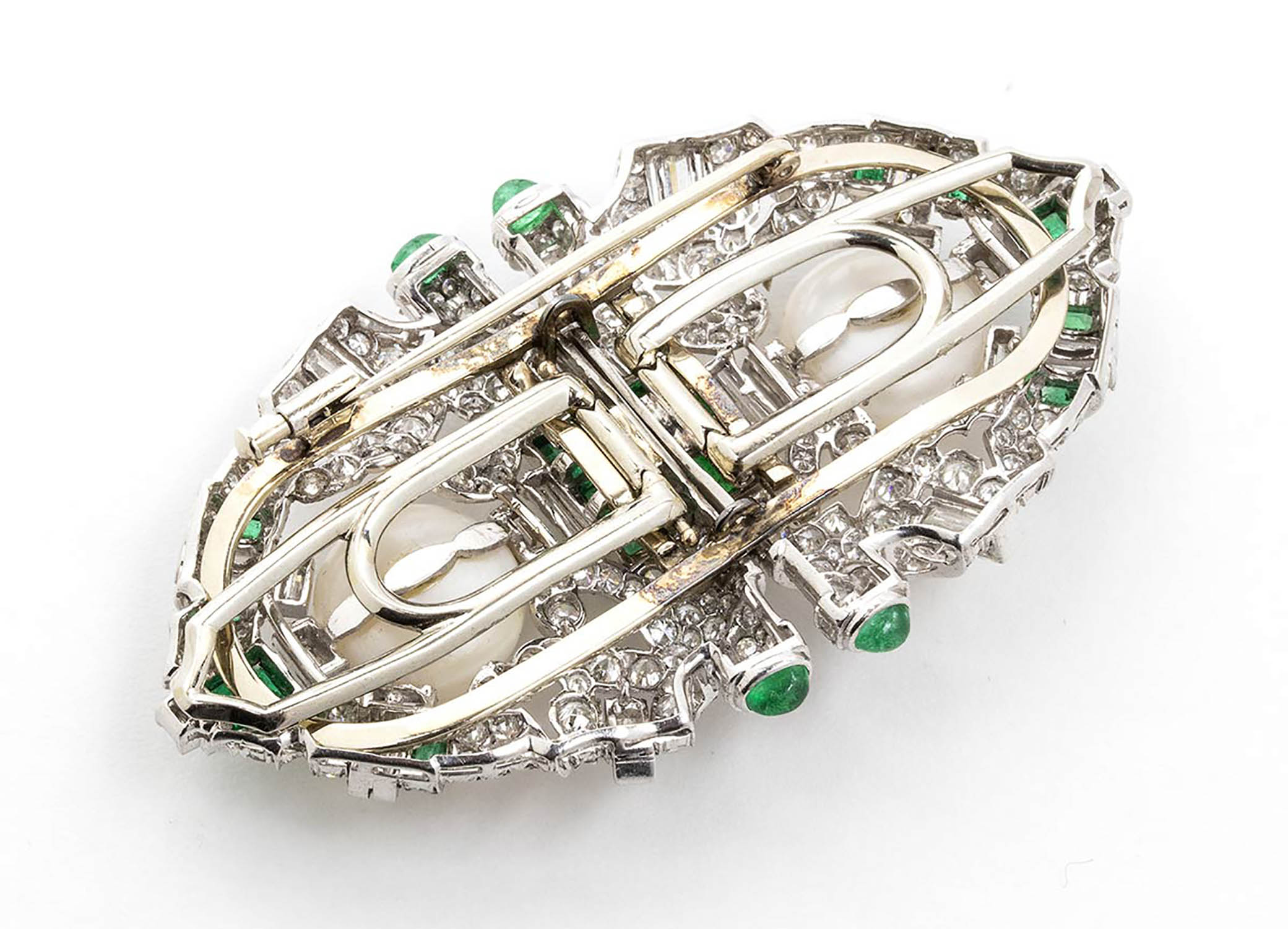 Emerald and diamond "duette" brooch - Image 2 of 5