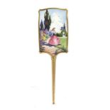 French enamel hand mirror - late 19th Century