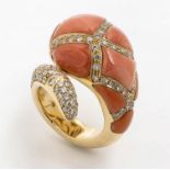 Cerasuolo coral and diamonds ring