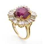 Ruby and diamonds ballerina ring