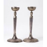 Pair of Italian Empire silver candlesticks - Rome 1815-1850, mark of Luigi Sciolette