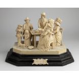 English ivory figural group of a Tea Garden - last quarter of 19th Century