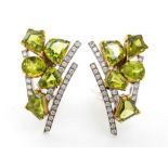 Diamonds and peridots brooch