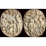 Pair of French ivory plaques - 17th Century