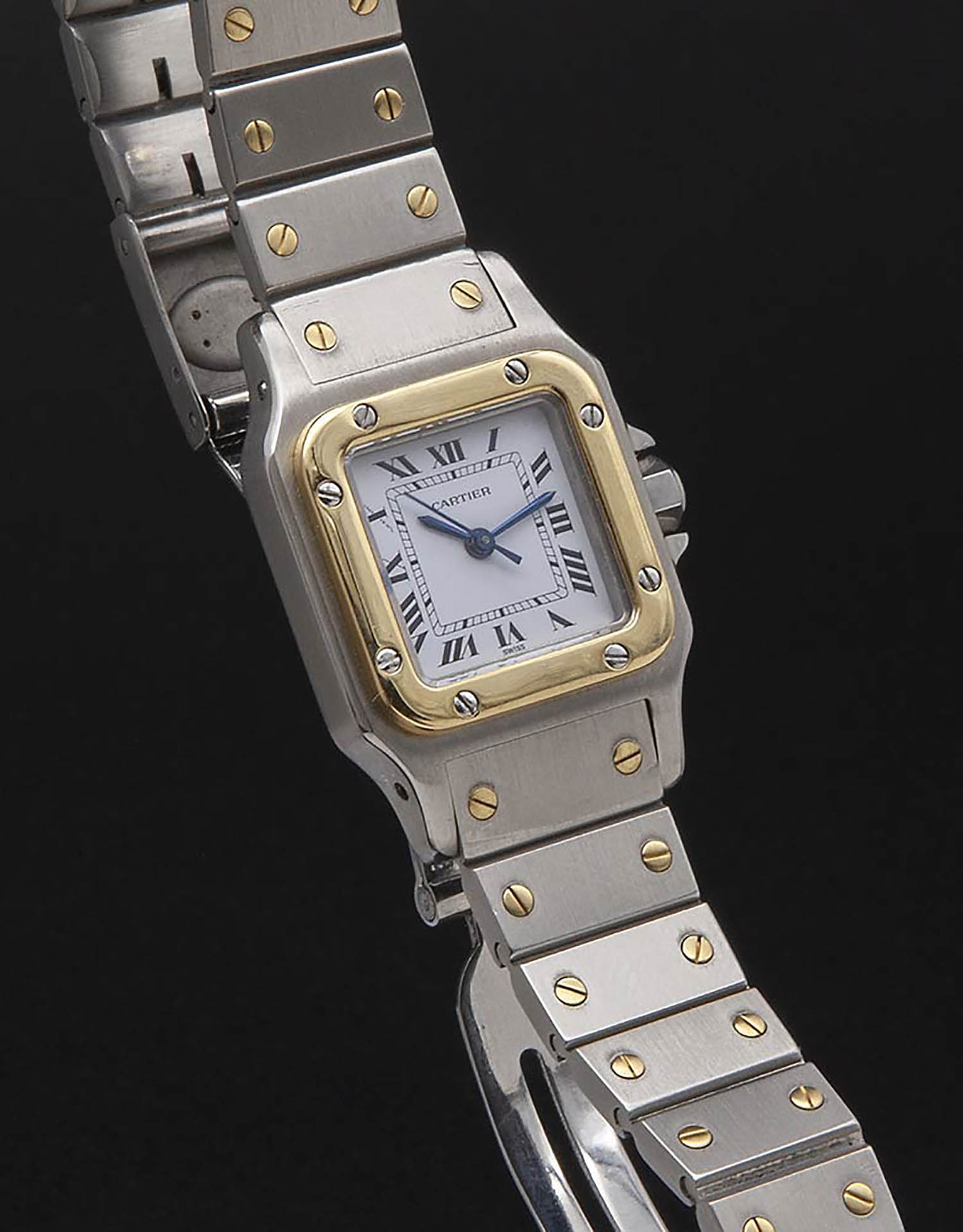 SANTOS LADY by CARTIER, steel and gold wristwatch