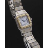 SANTOS LADY by CARTIER, steel and gold wristwatch