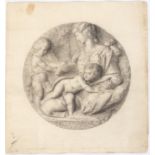 Seated female figure with two cherubs