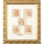Studies of five heads of old men laid on a passepartout