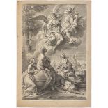 Allegorical scene with glory of Pope Bendetto XIV (Gloriam sapientes possidebunt - Proverbs 3,35)