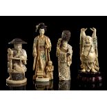 FOUR IVORY SCULPTURESChina, early 20th century