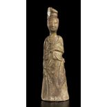 A GLAZED CERAMIC FEMALE FIGURE China, Tang dynasty style