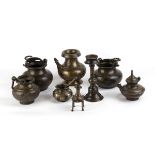 EIGHT COPPER ALLOY CONTAINERS, ONE WITH A SPOONIndia, 19th - 20th century