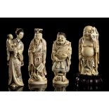 FOUR IVORY SCULPTURES OF DEITIESChina, early 20th century