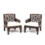 A PAIR OF WOOD ARMCHAIRSChina, mid-20th century