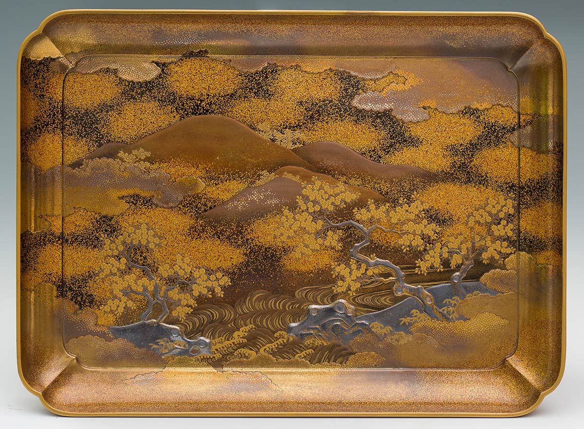 A LACQUERED AND GILT WOOD TRAY, KOBONJapan, 19th century