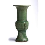 A LONGQUAN CÈLADON-GLAZED BALUSTER VASE, ZUNChina, Ming dynasty