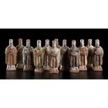 TWELVE PAINTED TERRACOTTA FIGURES WITH THE ZODIAC SIGNSChina, Ming dynasty