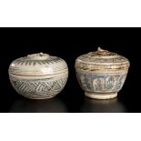 TWO 'SAWANKALOK' PAINTED CERAMIC CONTAINERS AND COVERThailand, 15th-16th century