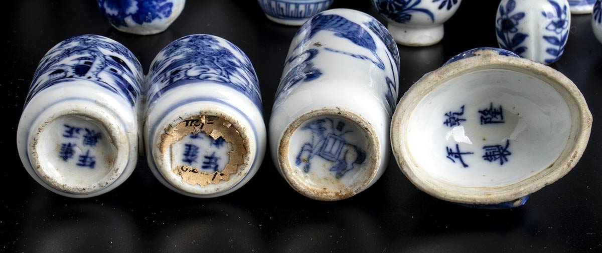 FOURTEEN MINIATURE 'BLUE AND WHITE' PORCELAIN CONTAINERSChina, Kangxi period and later - Image 2 of 2