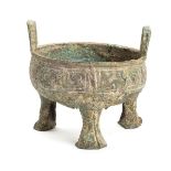 A BRONZE TRIPOD RITUAL CAULDRON, DINGChina, Western Zhou dynasty