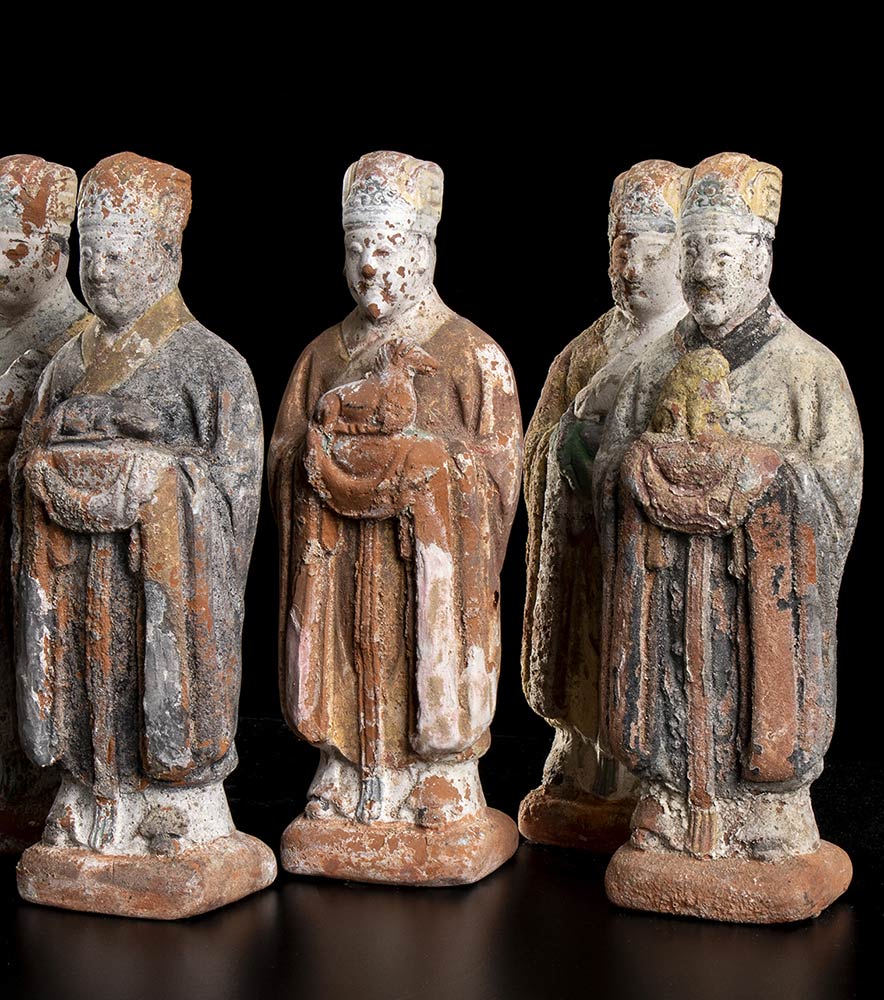 TWELVE PAINTED TERRACOTTA FIGURES WITH THE ZODIAC SIGNSChina, Ming dynasty - Image 4 of 4