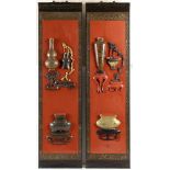 A PAIR OF LACQUERED AND GILT WOOD PANELSChina, 20th century