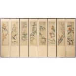 AN EIGHT-PANELS SCREEN WITH 'FLOWERS AND BIRDS' COMPOSITIONSKorea, early 20th century