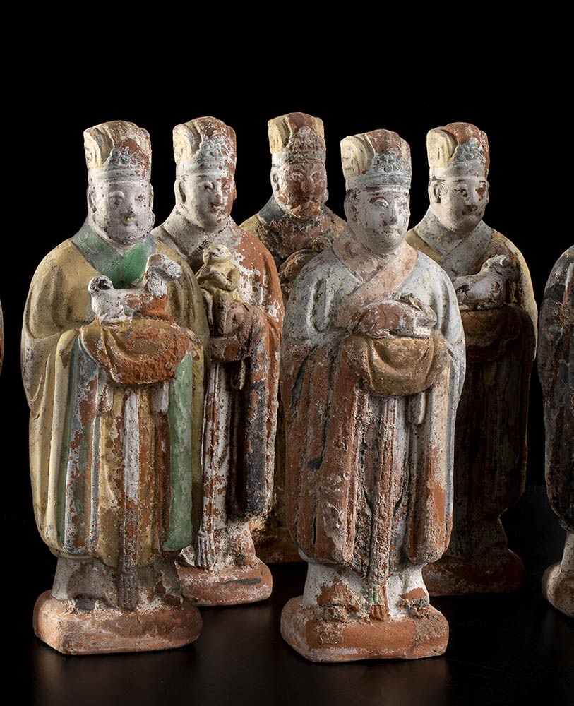 TWELVE PAINTED TERRACOTTA FIGURES WITH THE ZODIAC SIGNSChina, Ming dynasty - Image 3 of 4