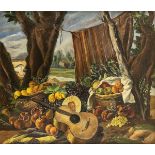 LUIGI SURDI (Napoli, 1897 - Roma, 1959): Still life with guitare, 1942