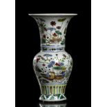 A DOUCAI POLYCHROME DECORATED PORCELAIN BALUSTER VASE China, 20th century