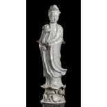 A LARGE 'BLANC DE CHINE' PORCELAIN GUANYIN China, 20th century