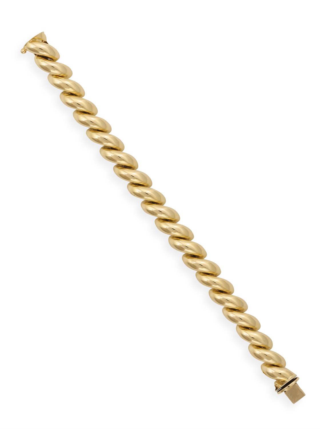 A GOLD FANCY-LINK BRACELET, in 14K gold, Italian, length 18.5cm, total gross weight approx. 23.60g