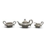 AN IRISH GEORGE IV SILVER THREE PIECE TEA SERVICE, Dublin c.1829, mark of Frederick Mamm & Son,