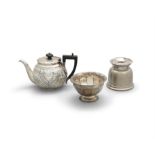 AN ASSORTED COLLECTION OF SILVER ITEMS, including a Victorian bachelor tea set, London c. 1893, with