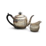 A GEORGE III SILVER BRIGHT CUT TEAPOT, London c.1802, mark of Joseph Bradley, the domed hinged lid
