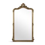 ****WITHDRAWN**** A LARGE GILTWOOD UPRIGHT PIER MIRROR, of shaped rectangular form, with arched top,