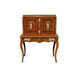 A FRENCH KINGWOOD, WALNUT AND ORMOLU MOUNTED BONHEUR DU JOUR, 19TH CENTURY, the superstructure