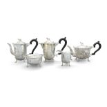 AN IRISH FIVE PIECE SILVER TEA AND COFFEE SERVICE, Dublin 1973, by Royal Irish Company, struck