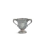 A GEORGE III IRISH SILVER TWO HANDLE LOVING CUP, Dublin c.1760, maker's mark rubbed, probably that
