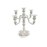 A HEAVY IRISH SILVER FIVE BRANCH CANDELABRA, Dublin c.1960, mark of the Royal Irish Silver Co., in