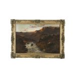 CHARLES STANFIELD (BRITISH 19TH CENTURY) Mountainous river landscape Oil on canvas, 50 x 75cm Signed