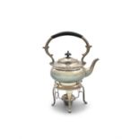 A SILVER TEA-KETTLE ON STAND, London c.1919, mark of Charles Boyton & Sons Ltd., with arched