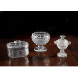 A COLLECTION OF 19TH CENTURY CUT GLASS, comprising: bowl on stand of circular form with flanged rim,